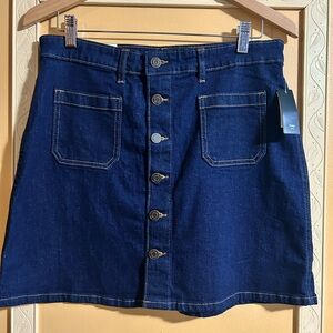 Denim Button-Front Skirt